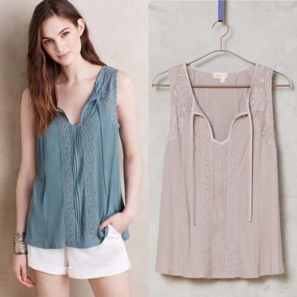 Anthropologie Tops - 3/$25 Anthro Meadow Rue Lilac Laced Tie Neck Tank